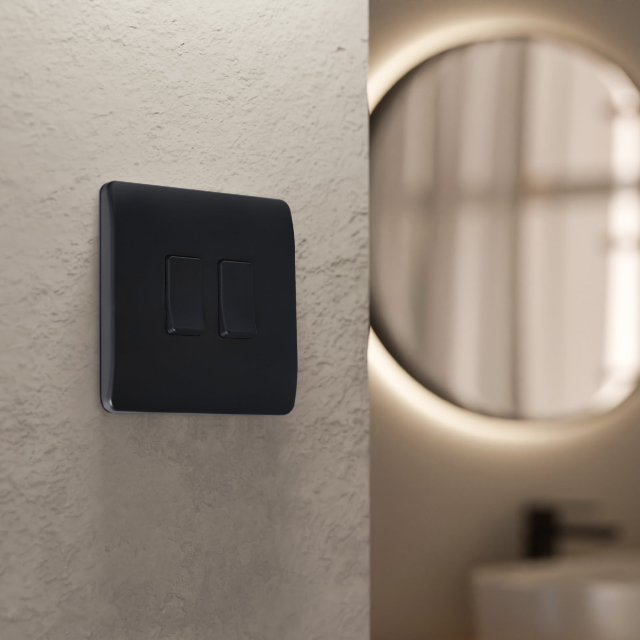 Forum ELA-45719 Electralite 2 Gang Wireless Push & Dim Battery Switch Matt Black