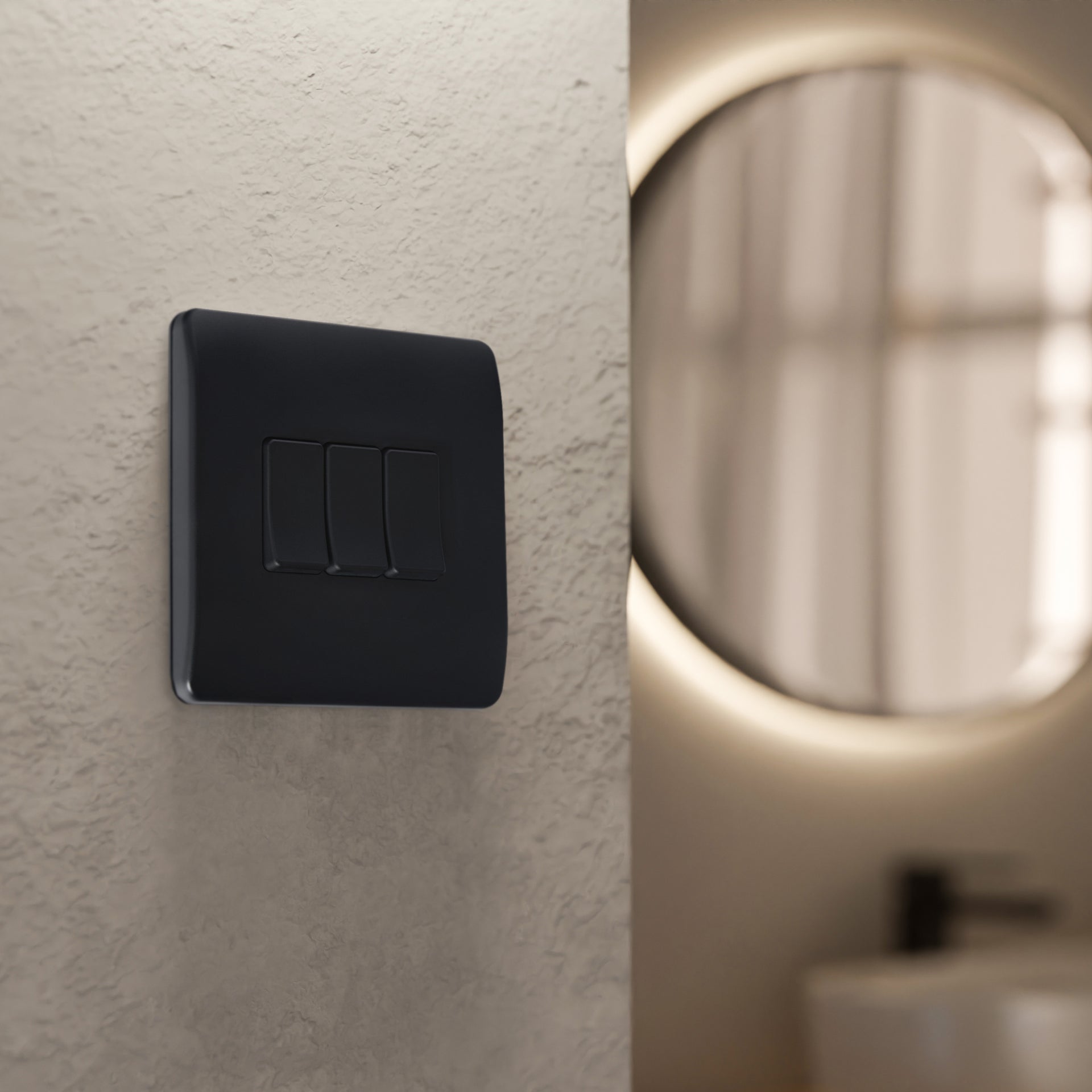 Forum ELA-45721 Electralite 3 Gang Wireless Push & Dim Battery Switch Matt Black