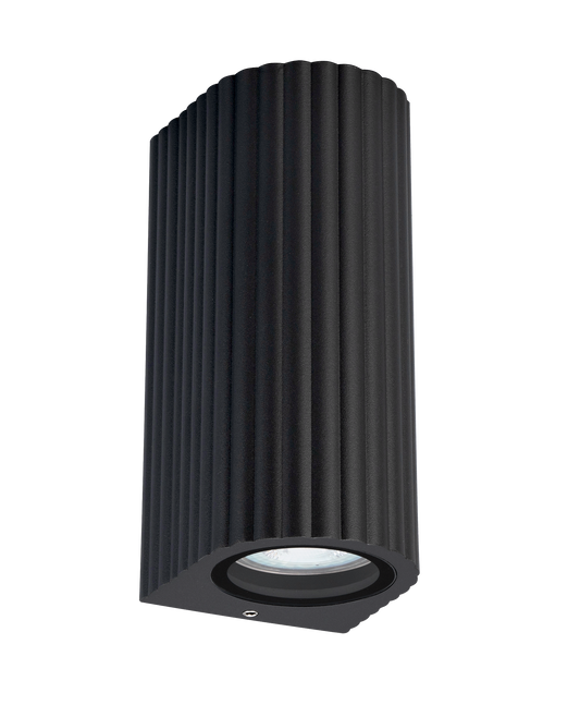 Kosnic ELM-BLK Elm 2 x GU10 Curved Up / Down Wall Light IP65 Black