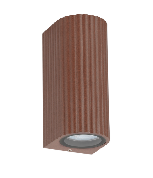 Kosnic ELM-COR Elm 2 x GU10 Curved Up / Down Wall Light IP65 Corten