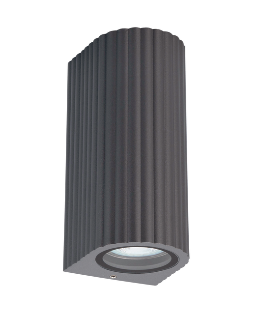 Kosnic ELM-GRY Elm 2 x GU10 Curved Up / Down Wall Light IP65 Grey