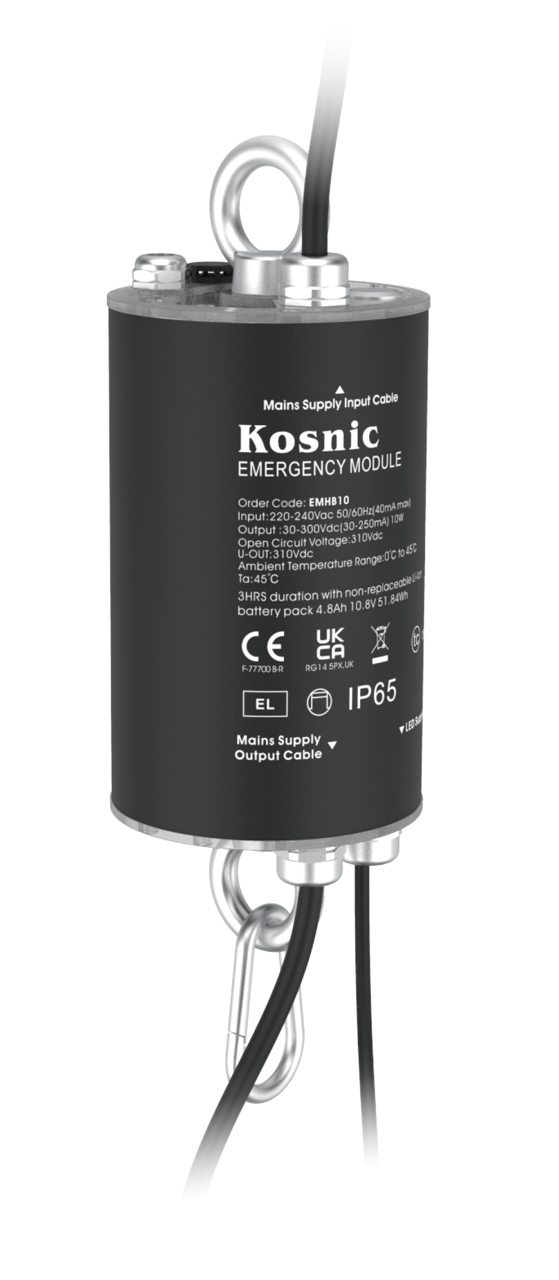 Kosnic EMHB10/DA High Bay EME Dali 10W DALI-2 & Self-Test Emergency Module Black