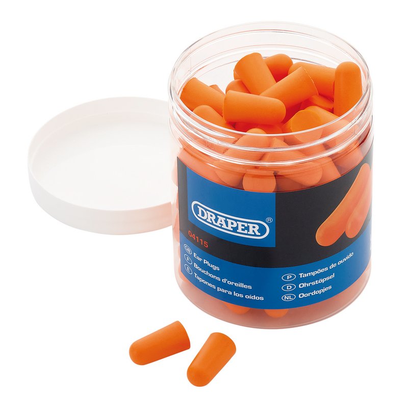 Draper EP50/B 4115 Disposable PU Foam Ear Plugs Tub of 50 Orange