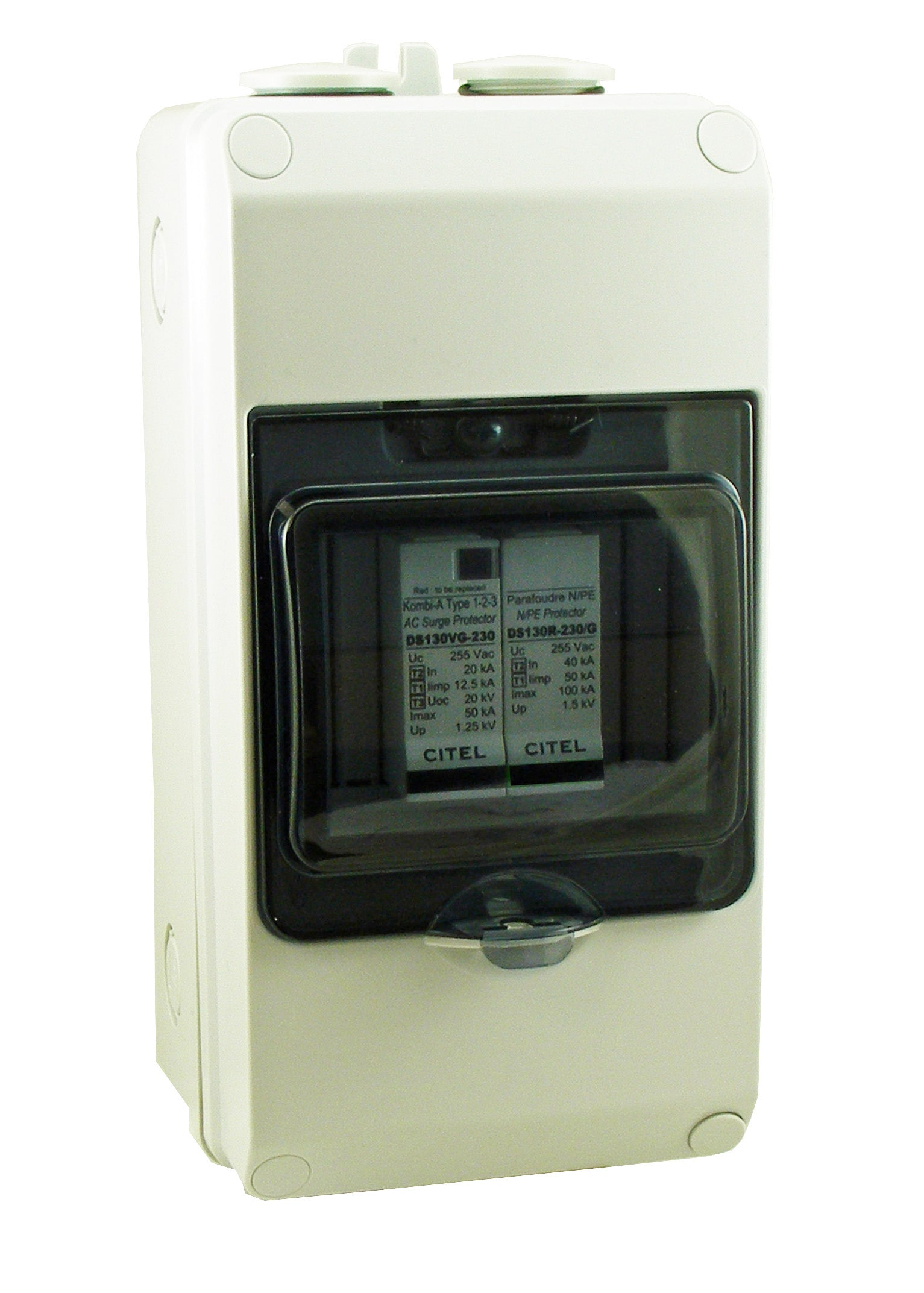 Switchtec EPSPDT1-1PN50-TN Citel 50KA 1P+N ABS Enclosed Type 1+2+3 TN Surge Protection Device Grey IP65