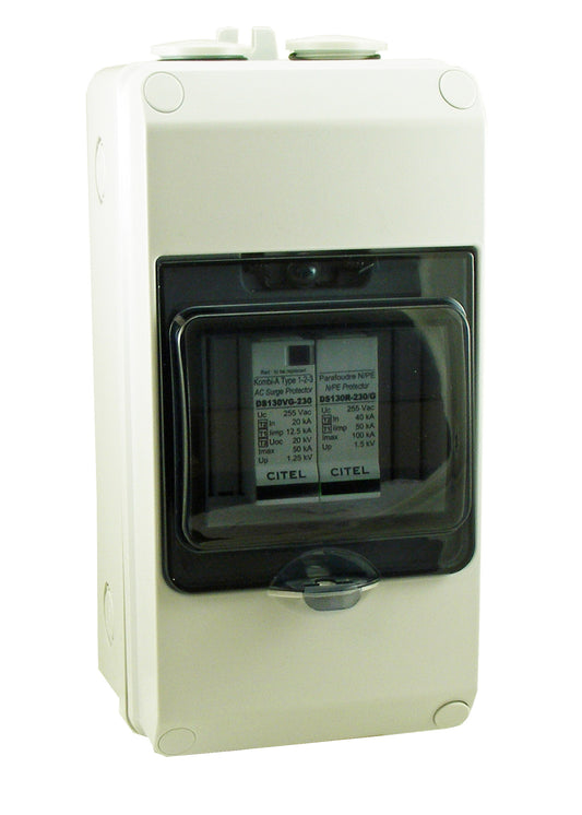 Switchtec EPSPDT1-1PN50-TN Citel 50KA 1P+N ABS Enclosed Type 1+2+3 TN Surge Protection Device Grey IP65