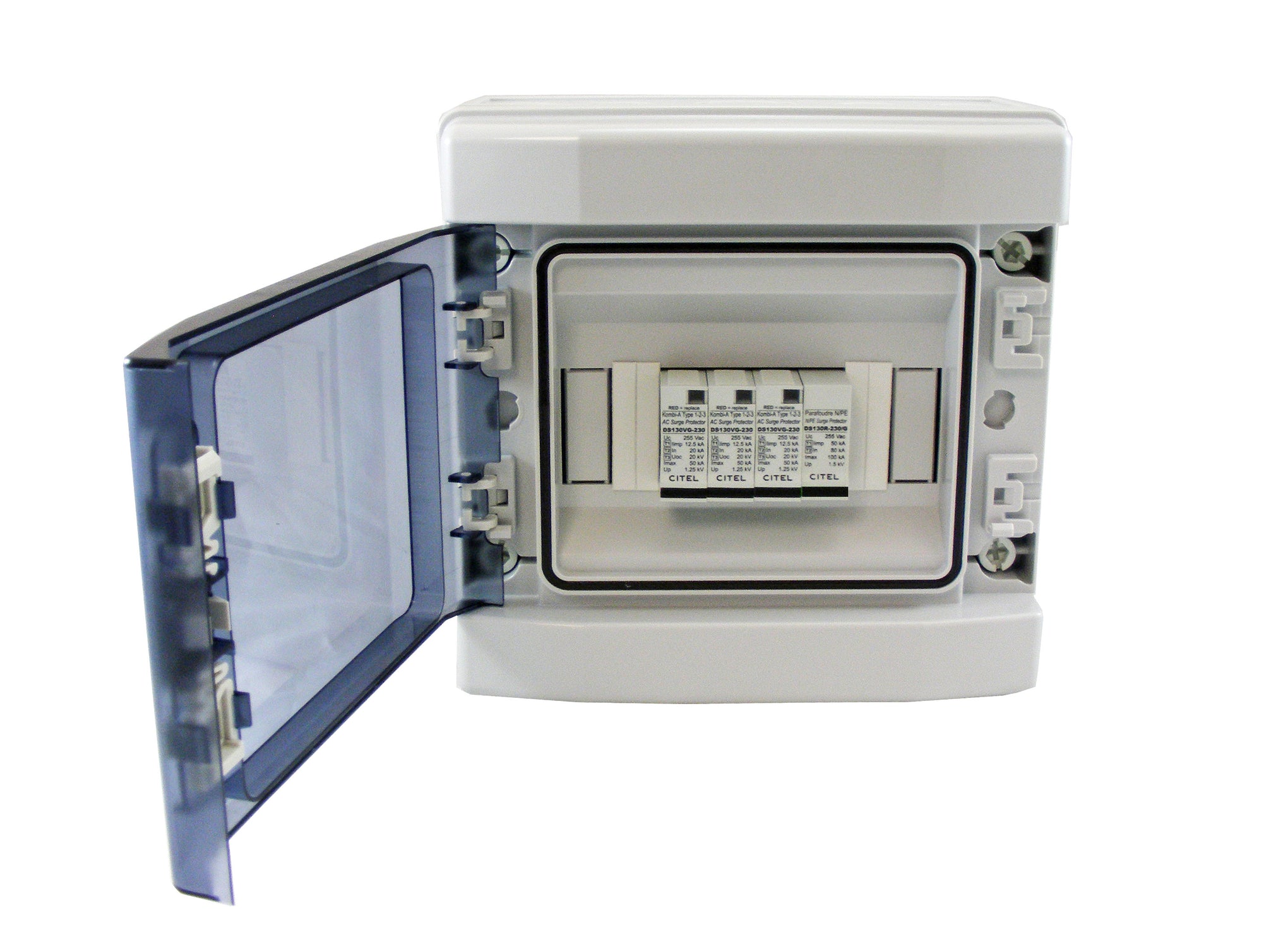 Switchtec EPSPDT1-3PN50-TNS/TNCS Citel 50KA 3P+N ABS Enclosed Type 1+2+3 TNS/TN-C-S Surge Protection Device Grey IP65