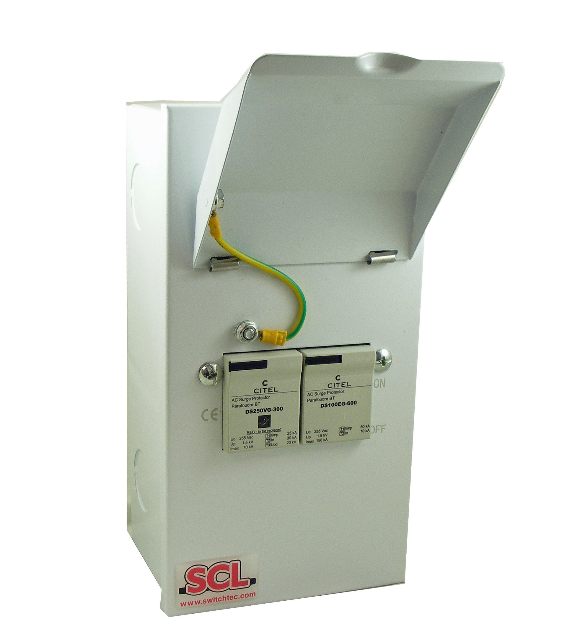 Switchtec ESPDT1-1PN70-TN Citel 70KA 1P+N Metal Enclosed Type 1+2+3 TN Surge Protection Device Grey IP40