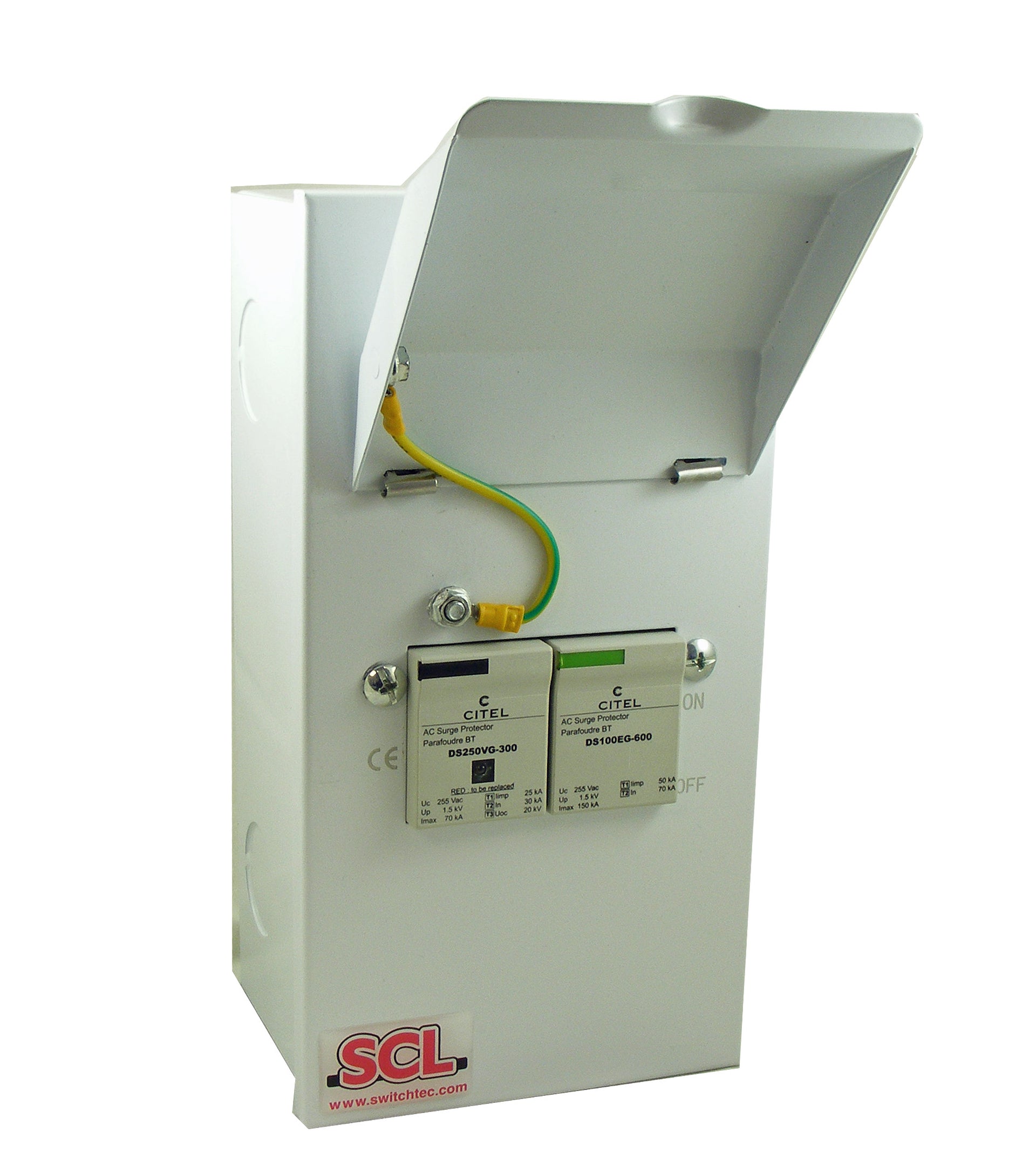 Switchtec ESPDT1-1PN70-TT/TN Citel 70KA 1P+N Metal Enclosed Type 1+2+3 TT/TN Surge Protection Device Grey IP40