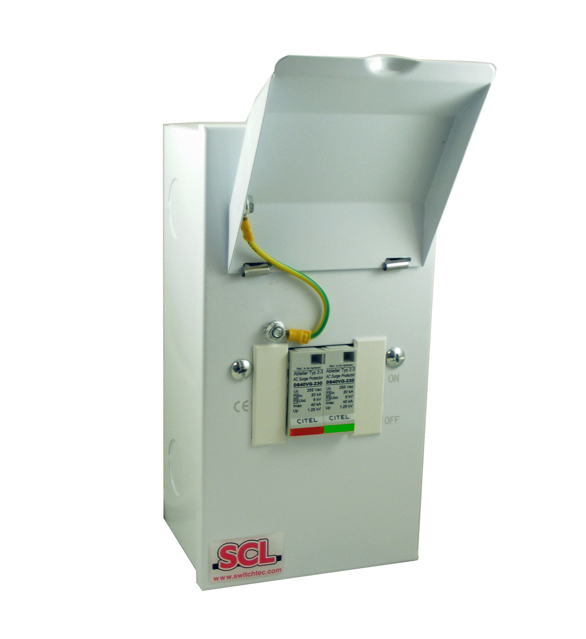 Switchtec ESPDT2-1PN40-TT/TN Citel 40KA 1P+N Metal Enclosed Type 2+3 TT/TN Surge Protection Device Grey IP40