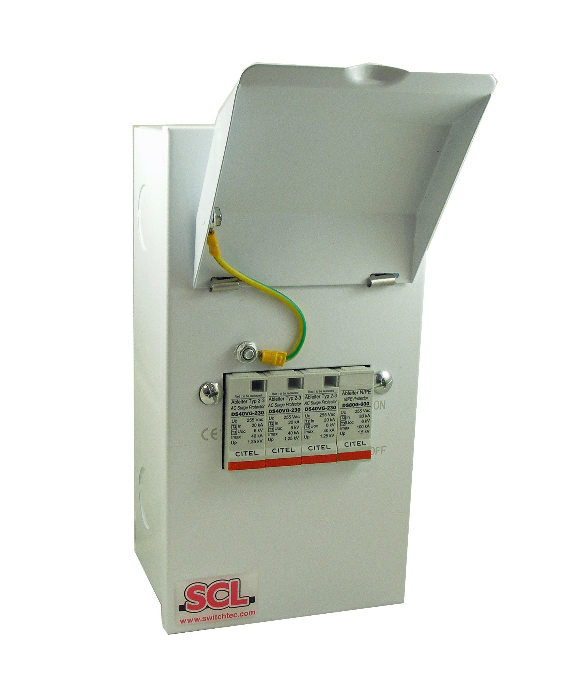 Switchtec ESPDT2-3PN40-TNS/TNCS Citel 40KA 3P+N Metal Enclosed Type 2+3 TNS/TN-C-S Surge Protection Device Grey IP40
