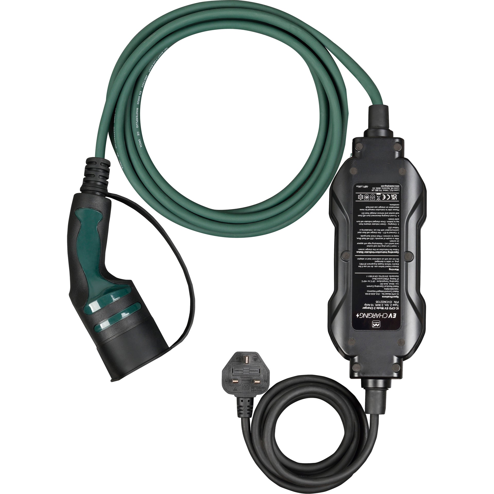 Masterplug EVCM22135-MP Mode 2 13A - Type 2 EV Charging Lead 5m