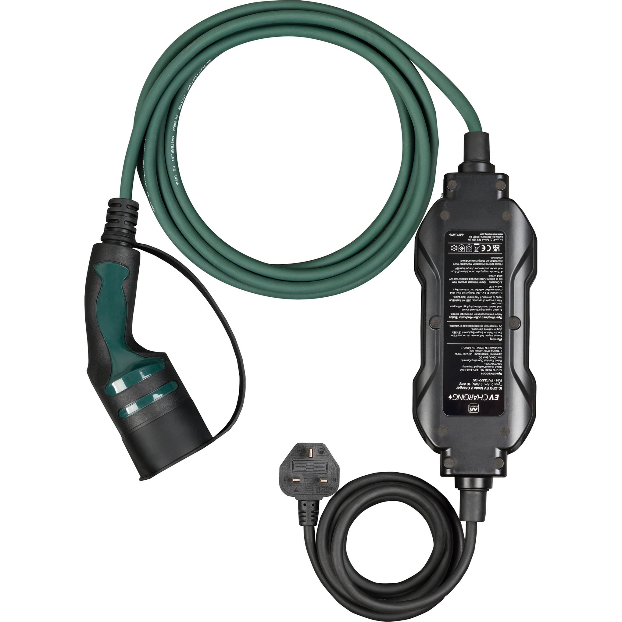 Masterplug EVCM22135-MP Mode 2 13A - Type 2 EV Charging Lead 5m