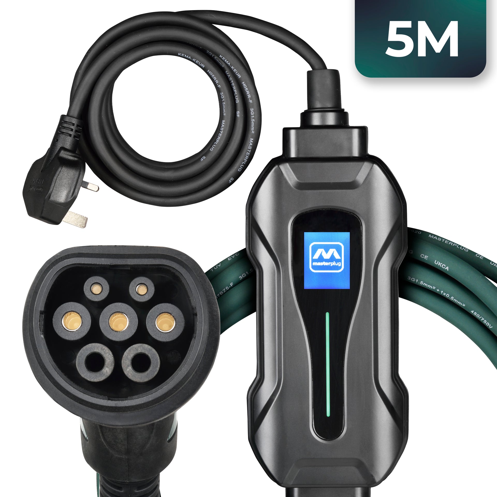 Masterplug EVCM22135-MP Mode 2 13A - Type 2 EV Charging Lead 5m
