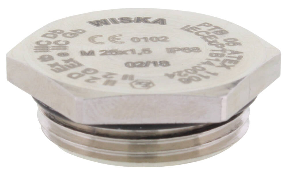 Wiska 10065335 EX-EMVS M32 Brass Nickel Plated Atex Stop End with O Ring IP66 / IP68