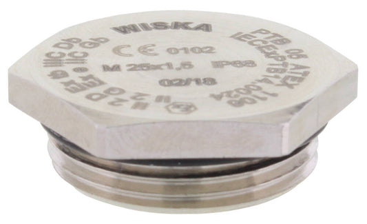 Wiska 10109790 EX-EMVS M12 Brass Nickel Plated Atex Low Temperature Stop End with O Ring IP66 / IP68