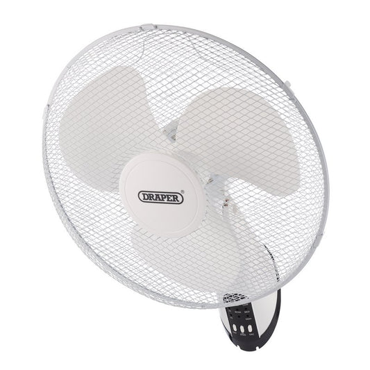 Draper FAN7C 70975 16'' / 400mm 45W 3 Speed Wall Mount Fan with Remote White