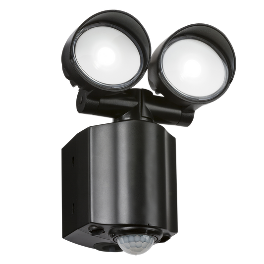 Knightsbridge FL16BK 2 X 8W LED Twin Spotlight with PIR Black 5000K