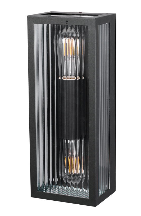 Kosnic FOLC-BLK Folly Coast 2 x E27 Up / Down Box Lantern IP44 Black