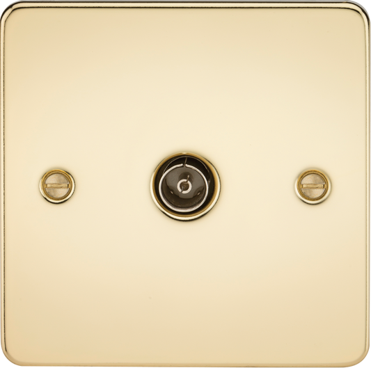 Knightsbridge FP0100PB 1 Gang TV Outlet (Non Isolated) Polished Brass