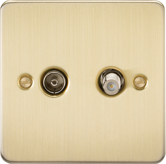 Knightsbridge FP0140BB 1 Gang TV / Satellite Outlet (Non Isolated) Brushed Brass