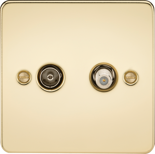 Knightsbridge FP0140PB 1 Gang TV / Satellite Outlet (Non Isolated) Polished Brass