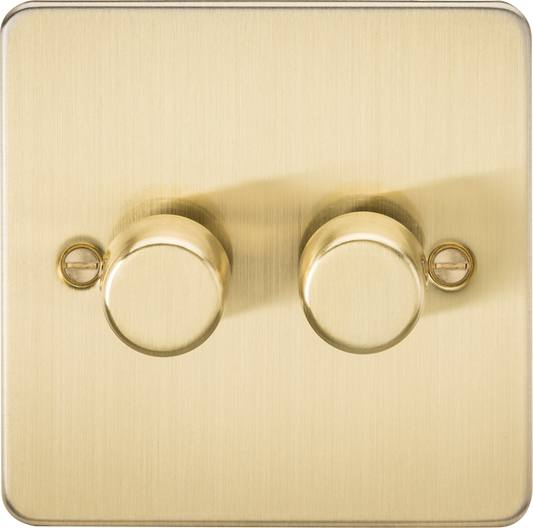 Knightsbridge FP2192BB 2 Gang 2 Way 150W LED Dimmer Brushed Brass
