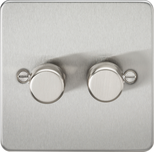 Knightsbridge FP2192BC 2 Gang 2 Way 150W LED Dimmer Brushed Chrome