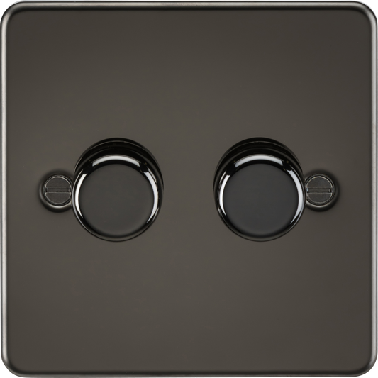 Knightsbridge FP2192GM 2 Gang 2 Way 150W LED Dimmer Gun Metal