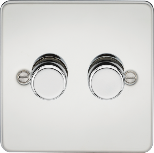 Knightsbridge FP2192PC 2 Gang 2 Way 150W LED Dimmer Polished Chrome