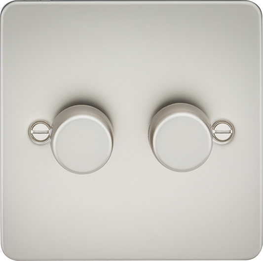 Knightsbridge FP2192PL 2 Gang 2 Way 150W LED Dimmer Matt Pearl