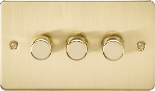 Knightsbridge FP2193BB 3 Gang 2 Way 150W LED Dimmer Brushed Brass