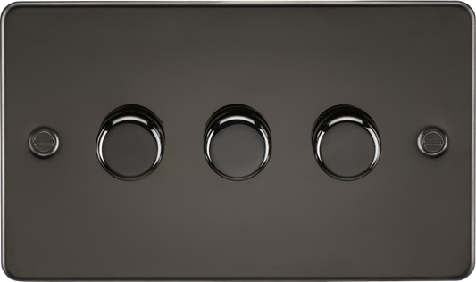 Knightsbridge FP2193GM 3 Gang 2 Way 150W LED Dimmer Gun Metal