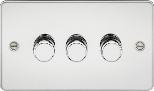 Knightsbridge FP2193PC 3 Gang 2 Way 150W LED Dimmer Polished Chrome