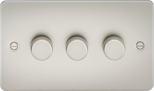 Knightsbridge FP2193PL 3 Gang 2 Way 150W LED Dimmer Matt Pearl