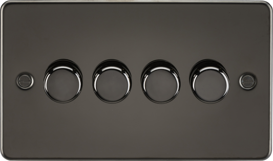 Knightsbridge FP2194GM 4 Gang 2 Way 150W LED Dimmer Gun Metal