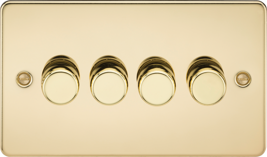 Knightsbridge FP2194PB 4 Gang 2 Way 150W LED Dimmer Polished Brass