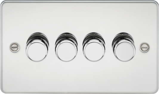 Knightsbridge FP2194PC 4 Gang 2 Way 150W LED Dimmer Polished Chrome
