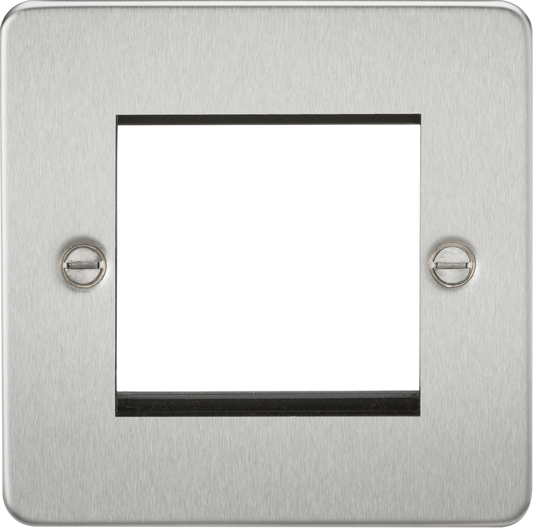Knightsbridge FP2GBC 1 Gang 2 Module Euromodule Faceplate Brushed Chrome