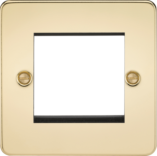 Knightsbridge FP2GPB 1 Gang 2 Module Euromodule Faceplate Polished Brass