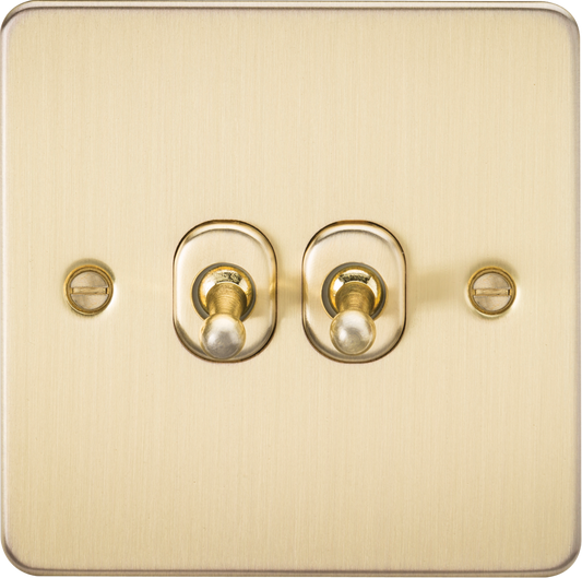 Knightsbridge FP2TOGBB 2 Gang 2 Way Toggle Switch Brushed Brass