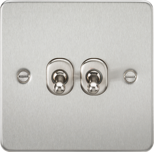 Knightsbridge FP2TOGBC 2 Gang 2 Way Toggle Switch Brushed Chrome