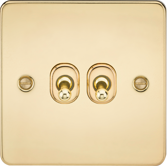Knightsbridge FP2TOGPB 2 Gang 2 Way Toggle Switch Polished Brass