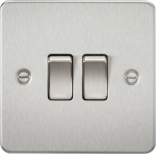 Knightsbridge FP3000BC 2 Gang 2 Way Switch Brushed Chrome