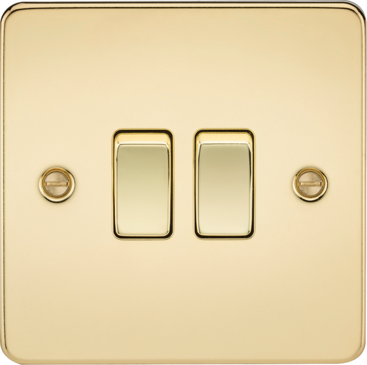 Knightsbridge FP3000PB 2 Gang 2 Way Switch Polished Brass