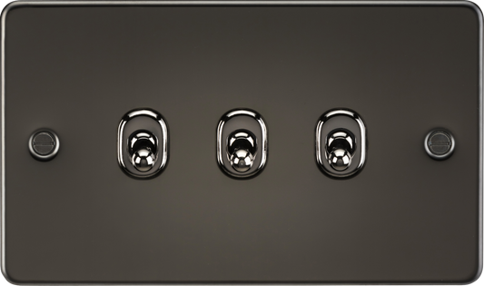 Knightsbridge FP3TOGGM 3 Gang 2 Way Toggle Switch Gun Metal