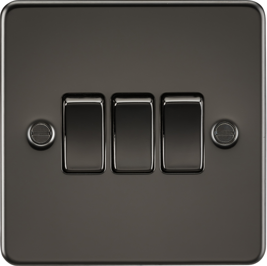 Knightsbridge FP4000GM 3 Gang 2 Way Switch Gun Metal