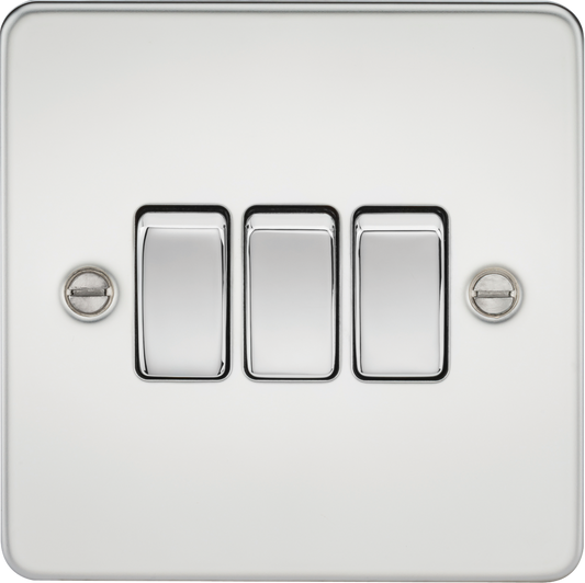 Knightsbridge FP4000PC 3 Gang 2 Way Switch Polished Chrome