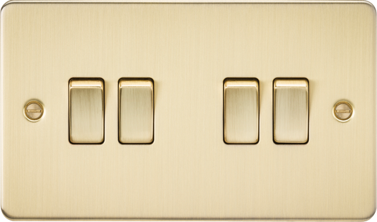 Knightsbridge FP4100BB 4 Gang 2 Way Switch Brushed Brass