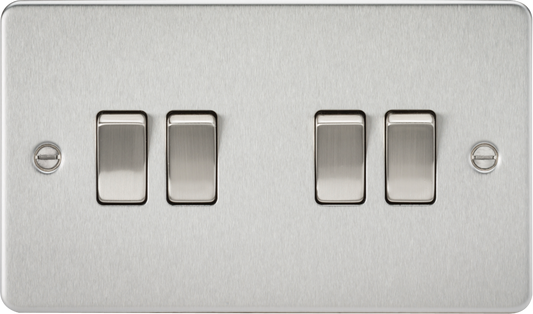 Knightsbridge FP4100BC 4 Gang 2 Way Switch Brushed Chrome
