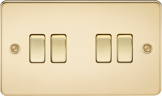 Knightsbridge FP4100PB 4 Gang 2 Way Switch Polished Brass